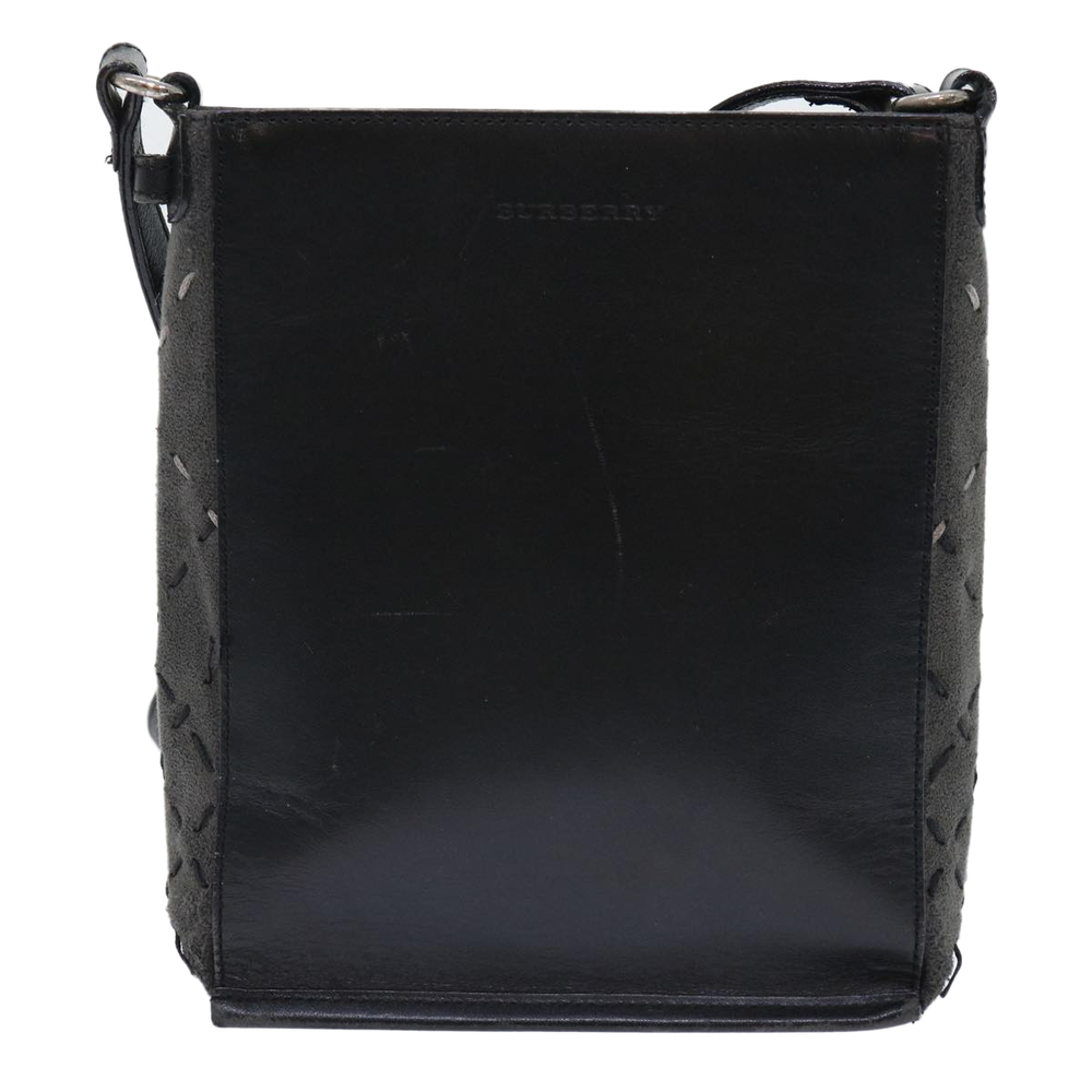 BURBERRY Shoulder Bag Leather Suede Black Auth bs7703 - Picture 13 of 16